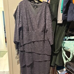 Ronni Nicole Gray Long Sleeve Lace Dress